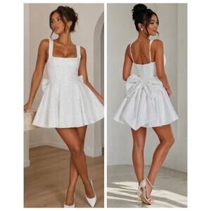 Babyboo Dorothy Mini Dress Ivory Sequin Bow Back Party Dress S NWT